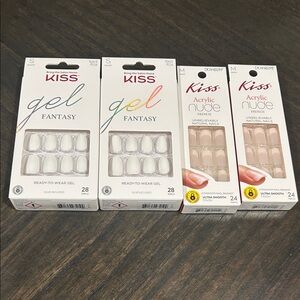 Kiss Gel Fantasy & Acrylic Nude French False Nails - White and Light Pink